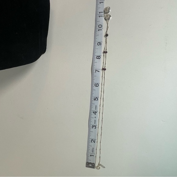 Satya Signed Silver Open Work Lotus Double Pendant Lariat Necklace - Picture 4 of 9